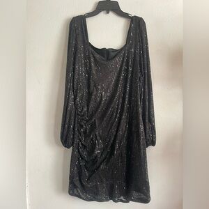 Elegant Black Sequin Long Sleeve Dress
